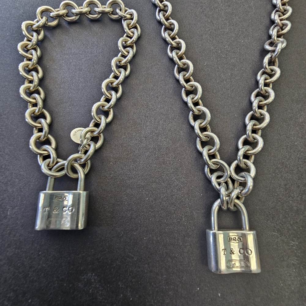 Vintage Tiffany and company 1837 padlock Pendant Bracelet and Necklace Set